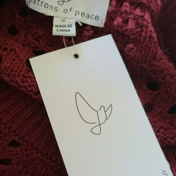 Patrons Of Peace Laurel Sweater Small Garnet Red NWT 100% Cotton Pointelle Knit - Picture 5 of 9